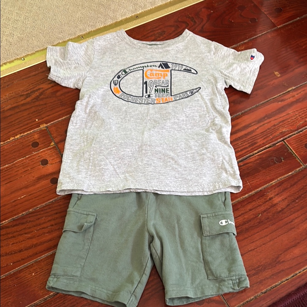 Champion Gray T-Shirt and Green Shorts Set 7
